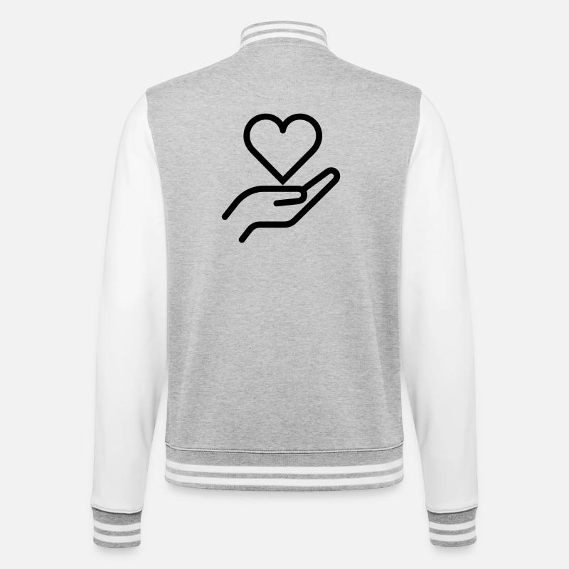 Gib Liebe - College-Sweatjacke - Grau meliert/Weiß