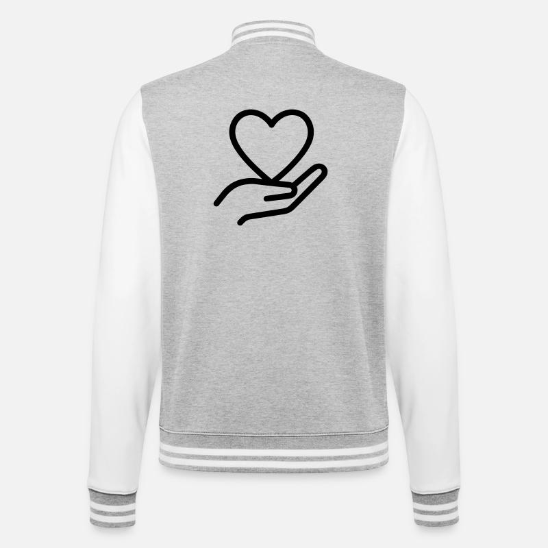 Hand Heart - College Sweat Jacket - heather grey/white