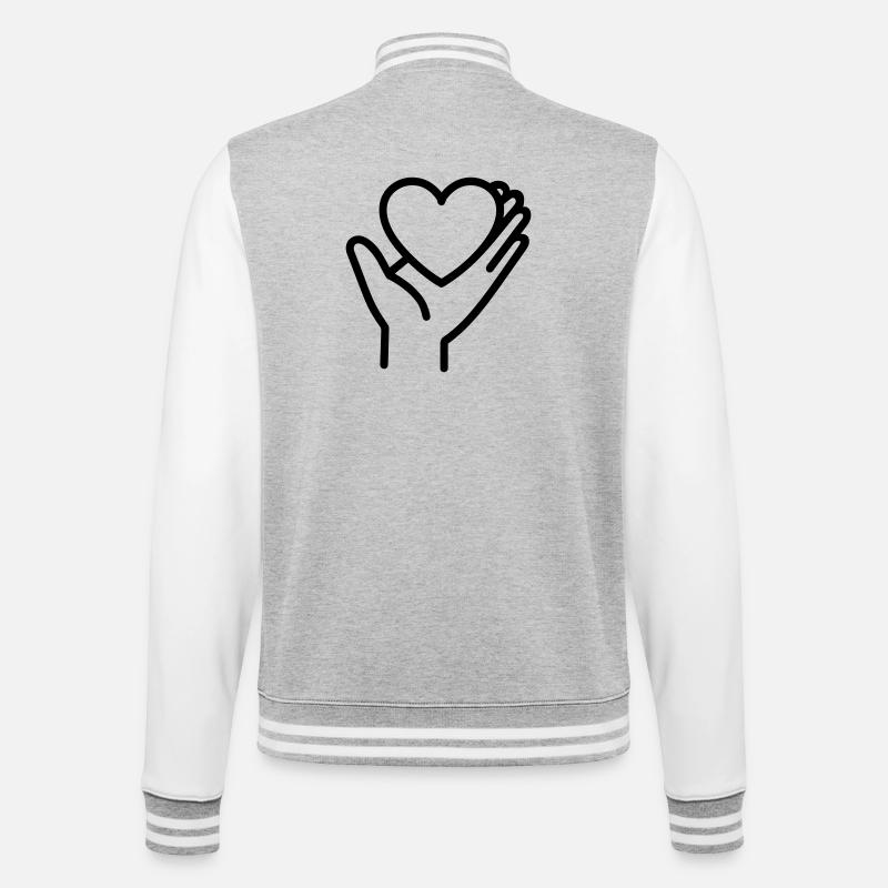 Hand Heart - College Sweat Jacket - heather grey/white