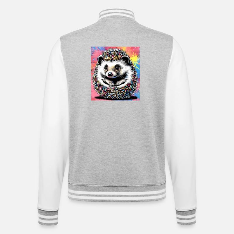 hérisson - Veste Teddy - gris chiné / blanc