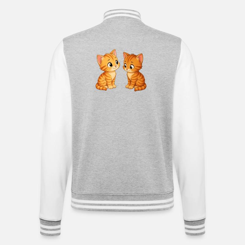 Deux mignons chatons - Veste Teddy - gris chiné / blanc