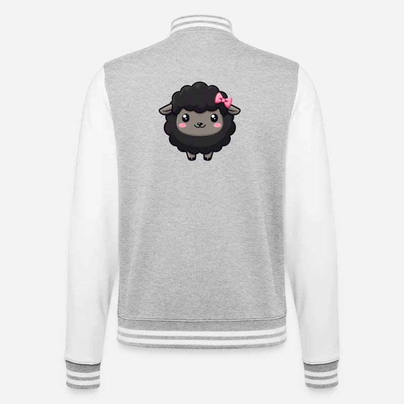 Schwarzes Schaf - College-Sweatjacke - Grau meliert/Weiß