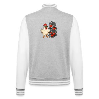 Chicken Gardener Tomaten Huhn Garten Humor - College-Sweatjacke - Grau meliert/Weiß - Hinten - Marisol (170cm)
