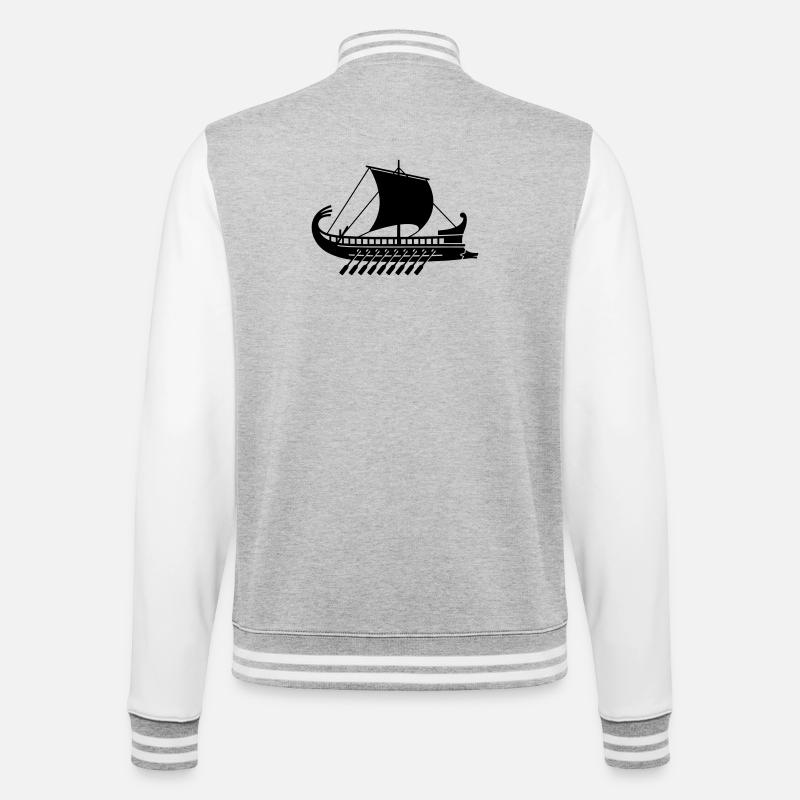 Griechisches Kriegsschiff - College-Sweatjacke - Grau meliert/Weiß