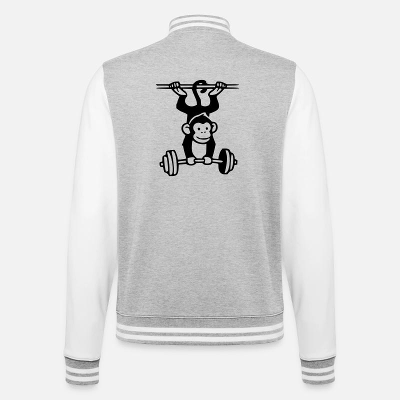 Primate Power - Gym Monkey - College Sweat Jacket - heather grey/white