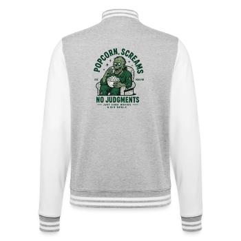 Le popcorn crie sans jugement - Veste Teddy - gris chiné / blanc - Dos - Marisol (170cm)