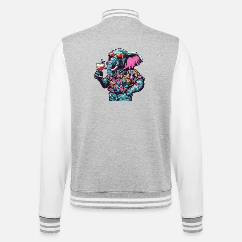 Elefant Comic Sommer - College-Sweatjacke - Grau meliert/Weiß