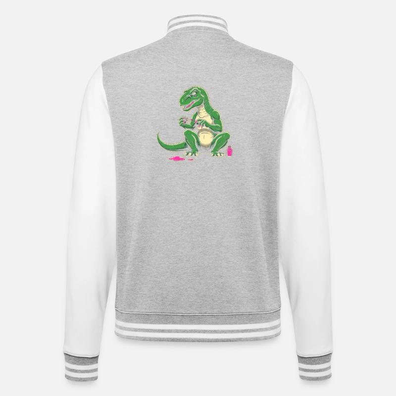 Dino Nagellack Chaos - College-Sweatjacke - Grau meliert/Weiß