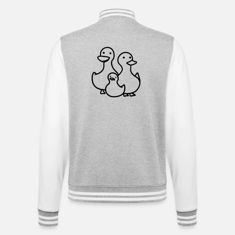 Entenfamilie - College-Sweatjacke - Grau meliert/Weiß