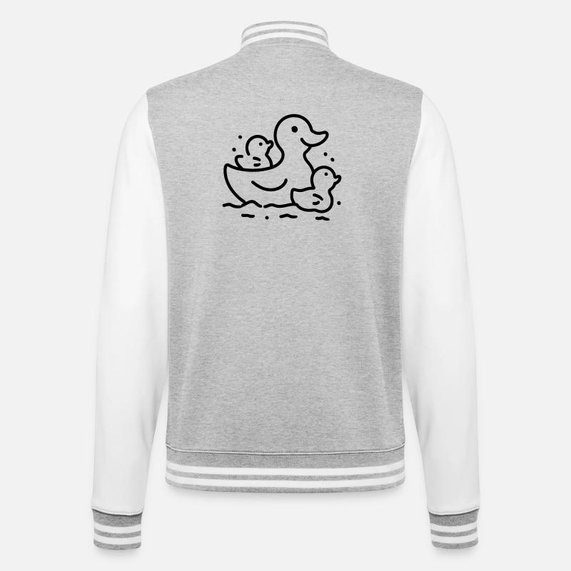 Entenfamilie - College-Sweatjacke - Grau meliert/Weiß