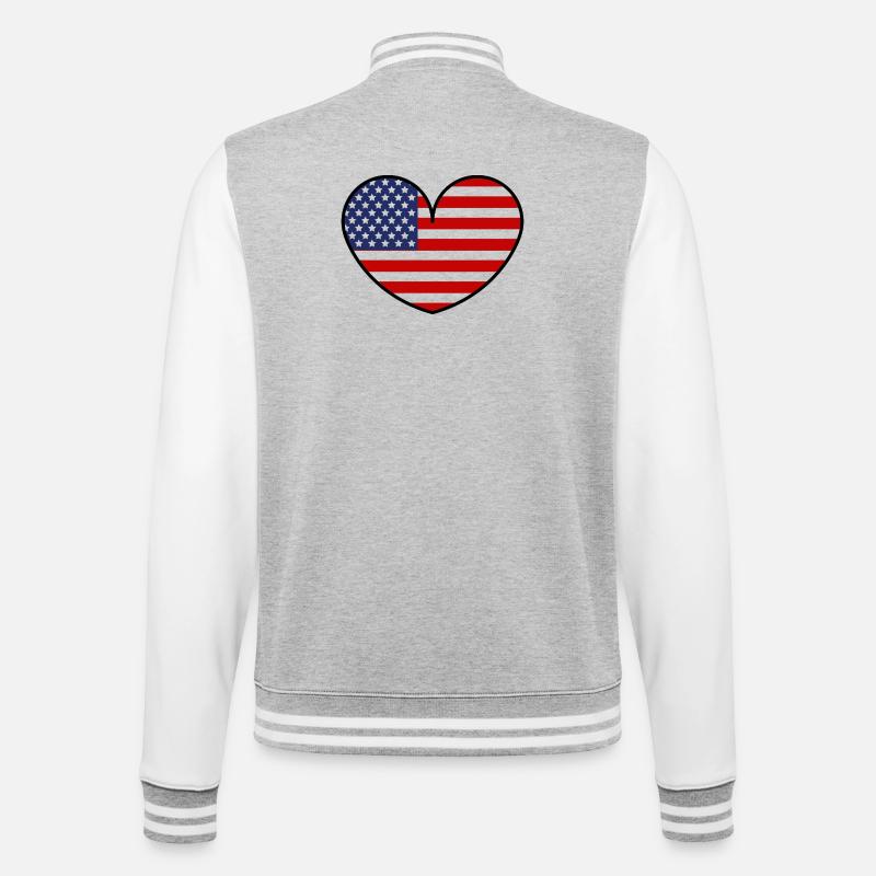 Cœur du drapeau américain - Veste Teddy - gris chiné / blanc