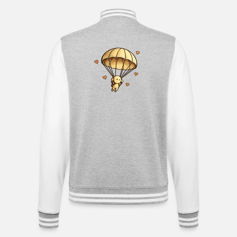 Der kleine Gedanke | Fallschirm - College-Sweatjacke - Grau meliert/Weiß