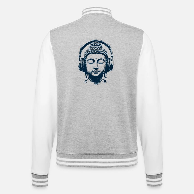Zen Buddha - College Sweat Jacket - heather grey/white
