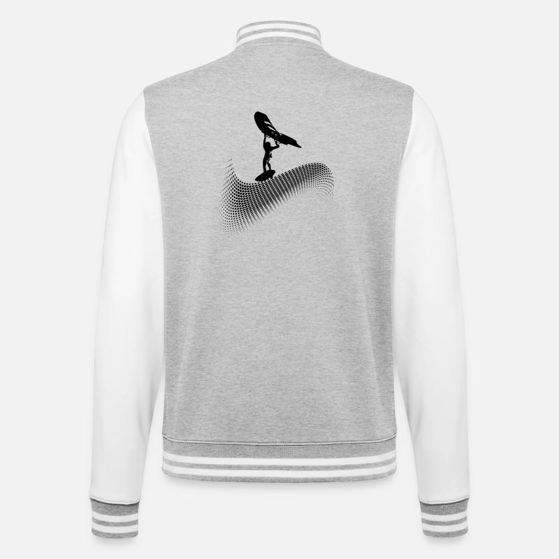Wingfoiler sur la vague - Veste Teddy - gris chiné / blanc