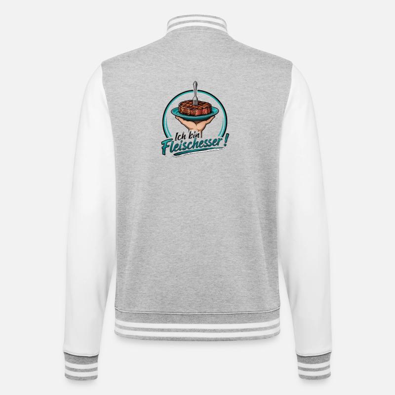 fleisch - College-Sweatjacke - Grau meliert/Weiß