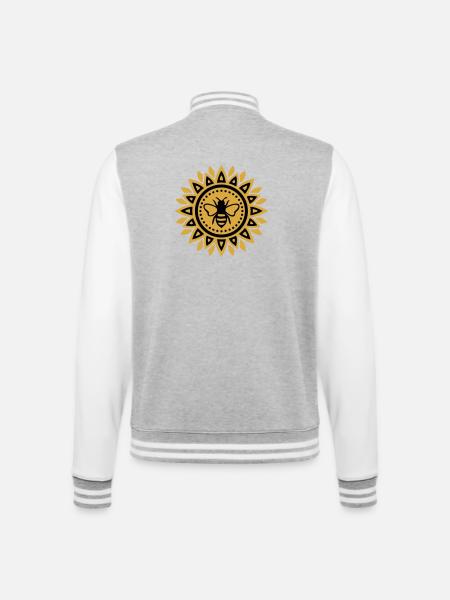 Mandala Bee Boho Yoga Beekeeping Bees - College Sweat Jacket - heather grey/white