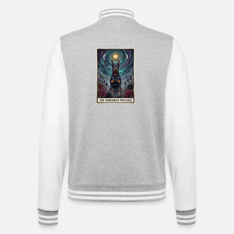 Dobermann Pinscher Sternenhimmel Tarot - College-Sweatjacke - Grau meliert/Weiß