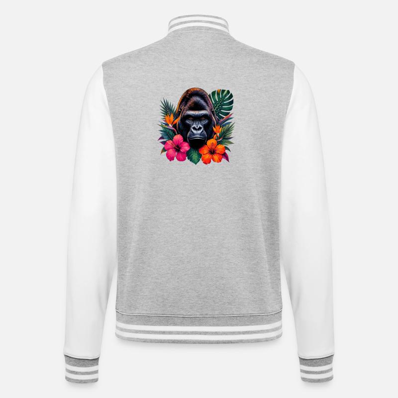 Floraison tropicale du gorille - Veste Teddy - gris chiné / blanc