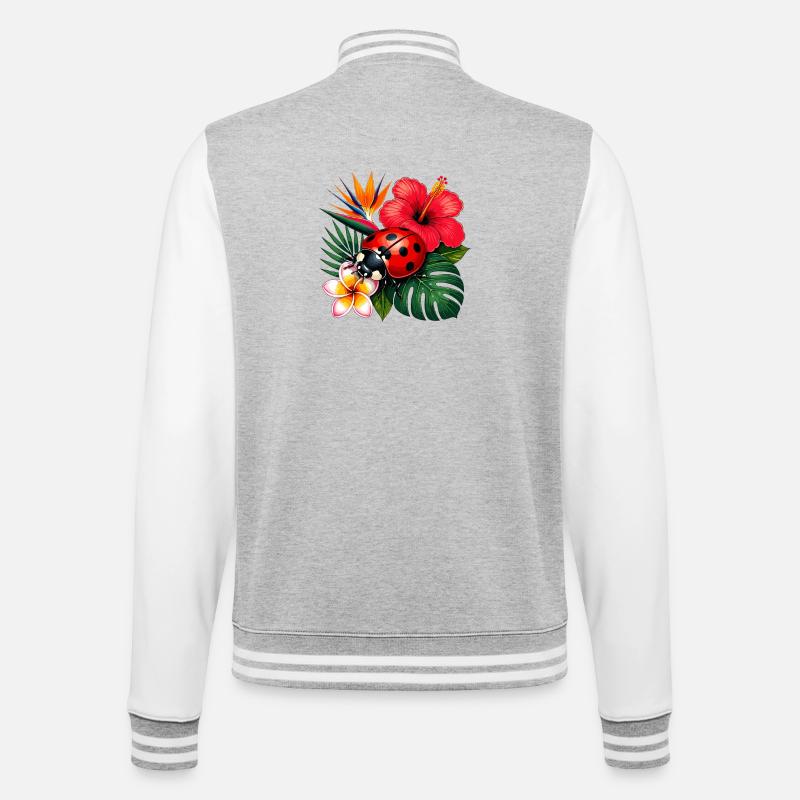 Tropical ladybug in hibiscus - College Sweat Jacket - heather grey/white