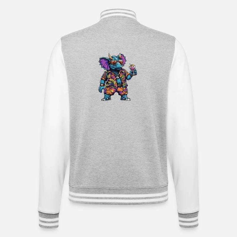 Dinosaur triceratops Comic Summer - College Sweat Jacket - heather grey/white