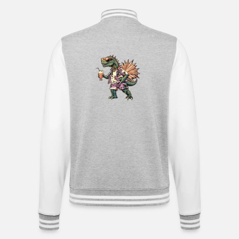 Dinosaurier stegosaurus Comic Sommer - College-Sweatjacke - Grau meliert/Weiß