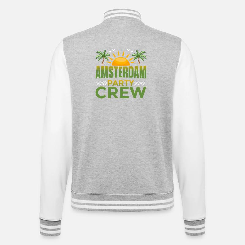 Amsterdam Party Crew - College-Sweatjacke - Grau meliert/Weiß