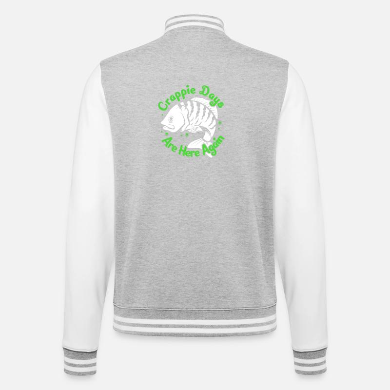Perch, Crappie, Fish, Sunfish - College Sweat Jacket - heather grey/white