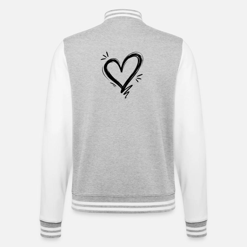 Cœur - Veste Teddy - gris chiné / blanc