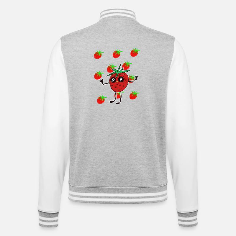 Lustige Erdbeere Erdbeeren Kinder  - College-Sweatjacke - Grau meliert/Weiß