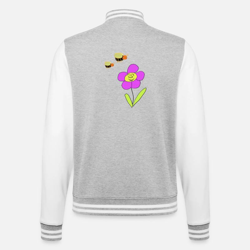 Flower with friendly bees - College Sweat Jacket - heather grey/white