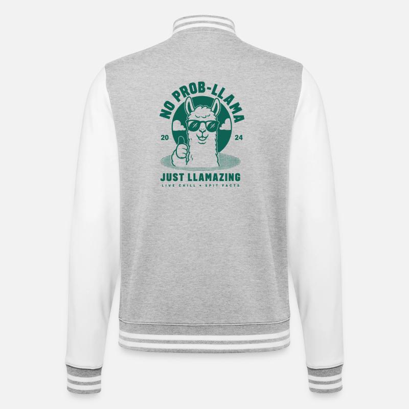 No Prob-Llama Just Llamazing - College-Sweatjacke - Grau meliert/Weiß
