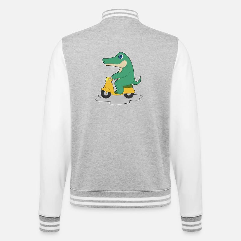 Crocodile Scooter - College Sweat Jacket - heather grey/white