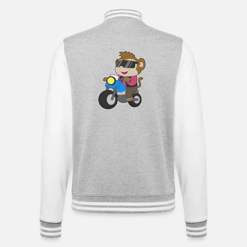 Moto Singe - Veste Teddy - gris chiné / blanc