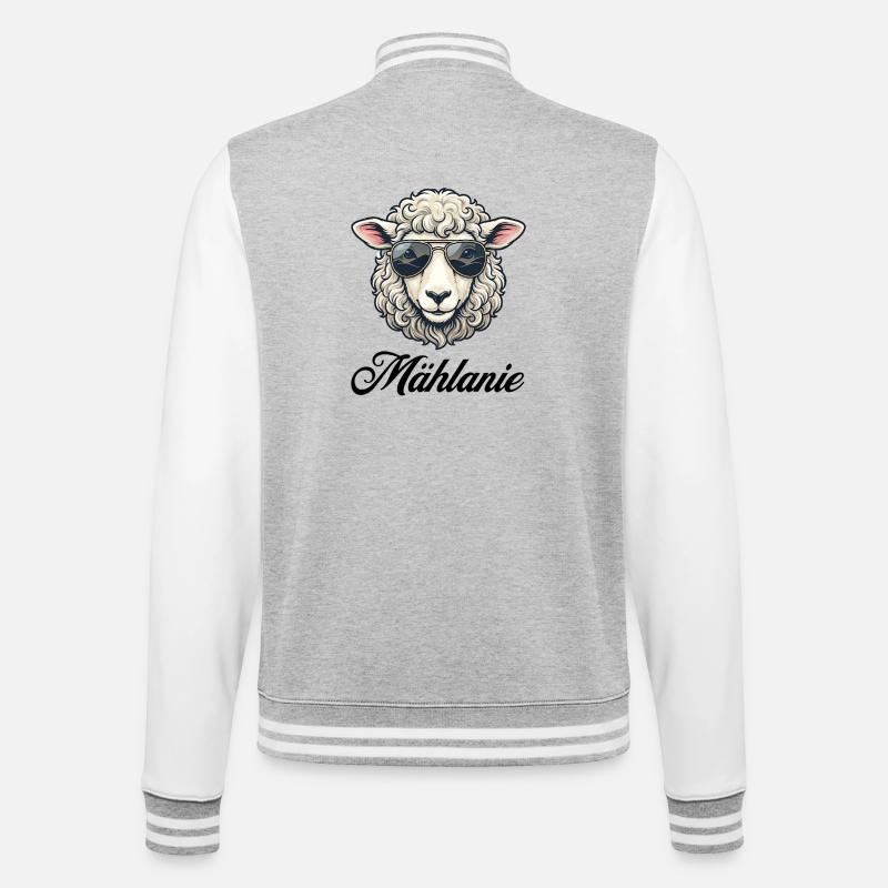 Mählanie Sheep with Sunglasses - College Sweat Jacket - heather grey/white