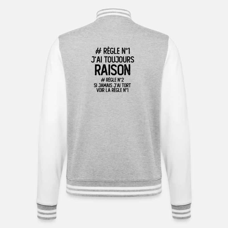 J'ai toujours raison Règle - Veste Teddy - gris chiné / blanc