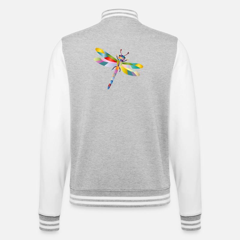 Bunte Libelle Regenbogen Stil - College-Sweatjacke - Grau meliert/Weiß