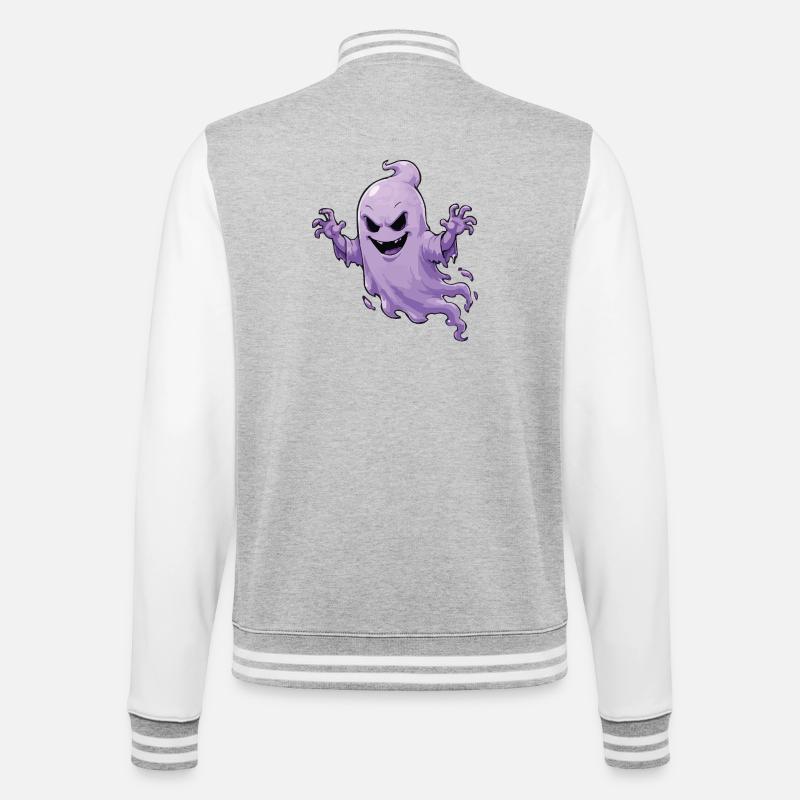  Geist Spukdesign - College-Sweatjacke - Grau meliert/Weiß