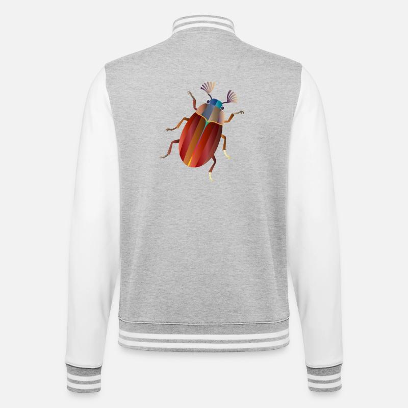 Bunter Maikäfer Retro Stil - College-Sweatjacke - Grau meliert/Weiß