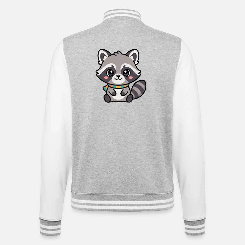 Raton laveur câlin avec écharpe - Veste Teddy - gris chiné / blanc