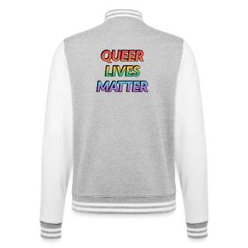 Queer Lives Matter Rainbow - College Sweat Jacket - heather grey/white - Back - Marisol (170cm)