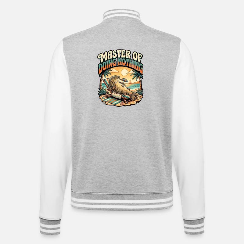 Pêcheur de carpes - Veste Teddy - gris chiné / blanc