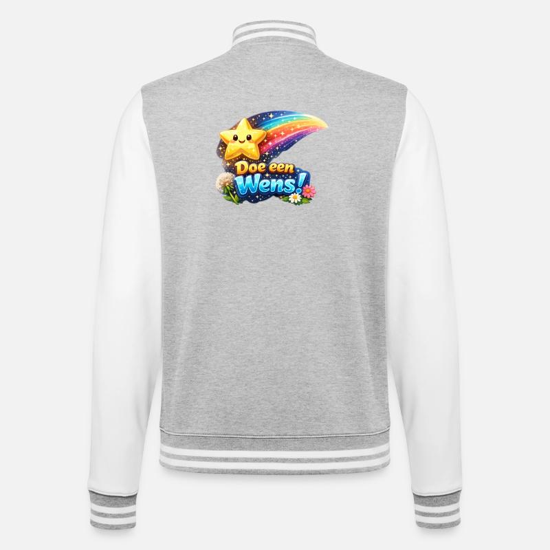 Wish Star and Rainbow Bloom - College Sweat Jacket - heather grey/white