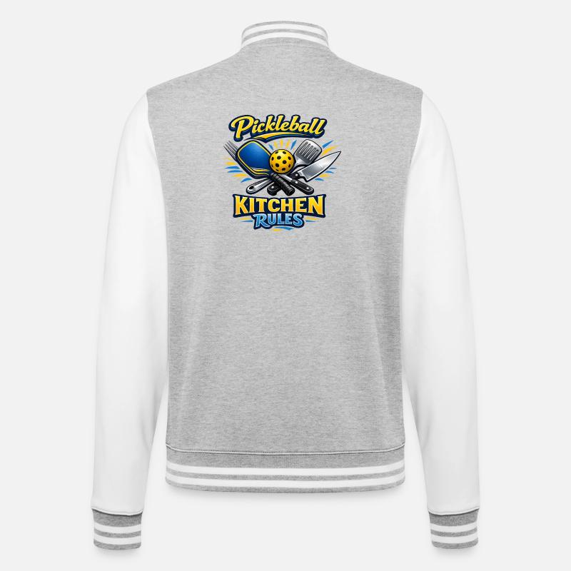 Pickleball Kitchen Rules - College-Sweatjacke - Grau meliert/Weiß