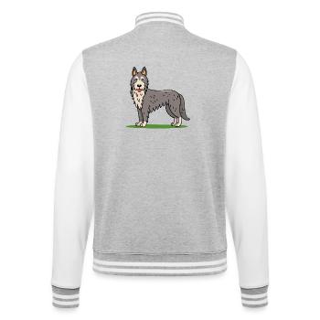 Irischer Wolfshund (Comic) - College-Sweatjacke - Grau meliert/Weiß - Hinten - Marisol (170cm)