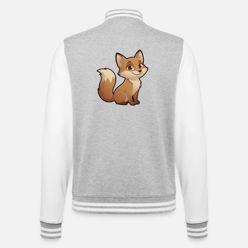 Warm cartoon fox - College Sweat Jacket - heather grey/white