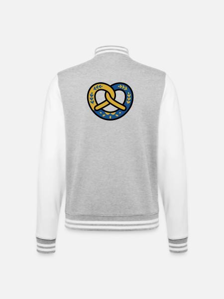 Pretzel Diamond Pattern Bavaria Volksfest Munich - College Sweat Jacket - heather grey/white