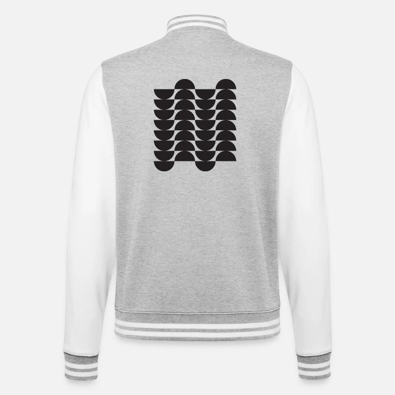 Noir Wave Geometric Grid - College Sweat Jacket - heather grey/white