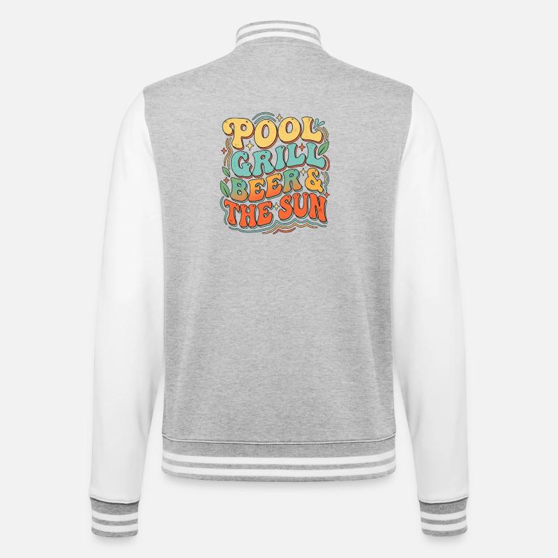 Beer Pool Party - College Sweat Jacket - heather grey/white