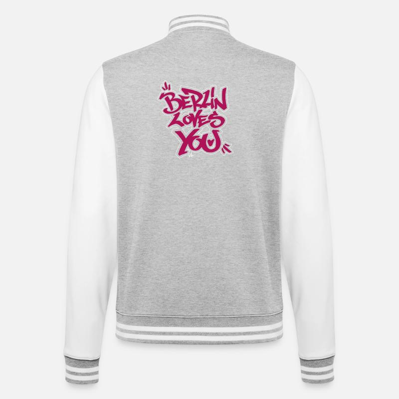 Berlin loves you graffiti style - College Sweat Jacket - heather grey/white