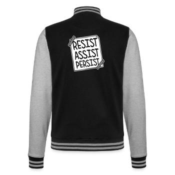 Resist Assist Persist Aktivismus Motivation Logo - College-Sweatjacke - Schwarz/Grau meliert - Hinten - Marisol (170cm)